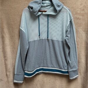 Kimes Ranch Hoodie Woman’s XL Blue/Grey Mesh Panel Pullover Western Pullover